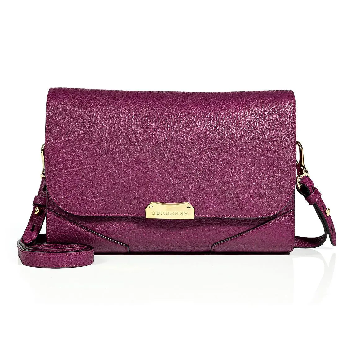 Burberry Small Abbott Leather Crossbody Clutch Damson Magenta Purple