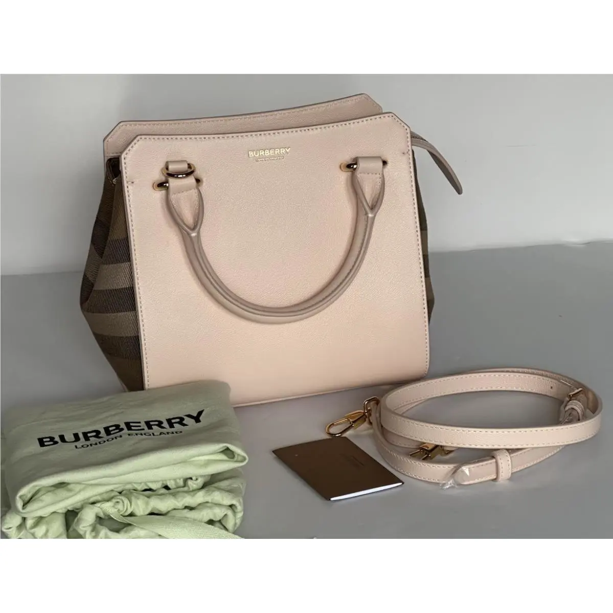 Burberry Banvell Mini Leather Cross Body Bag Pale Cameo 8084487