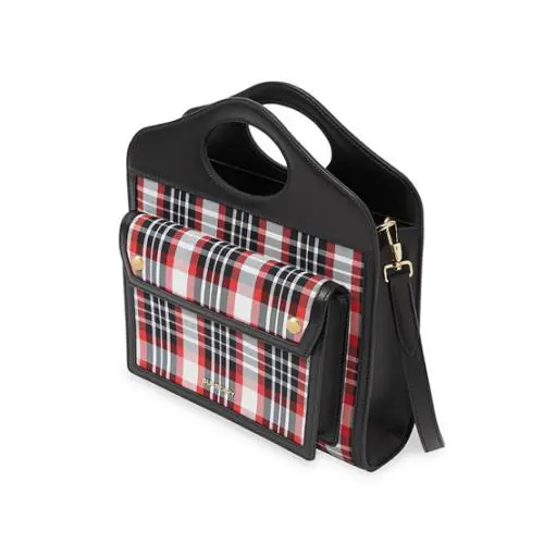 Burberry Pocket Vintage Check Cotton Cutoff Handle Tote Bag In Multi