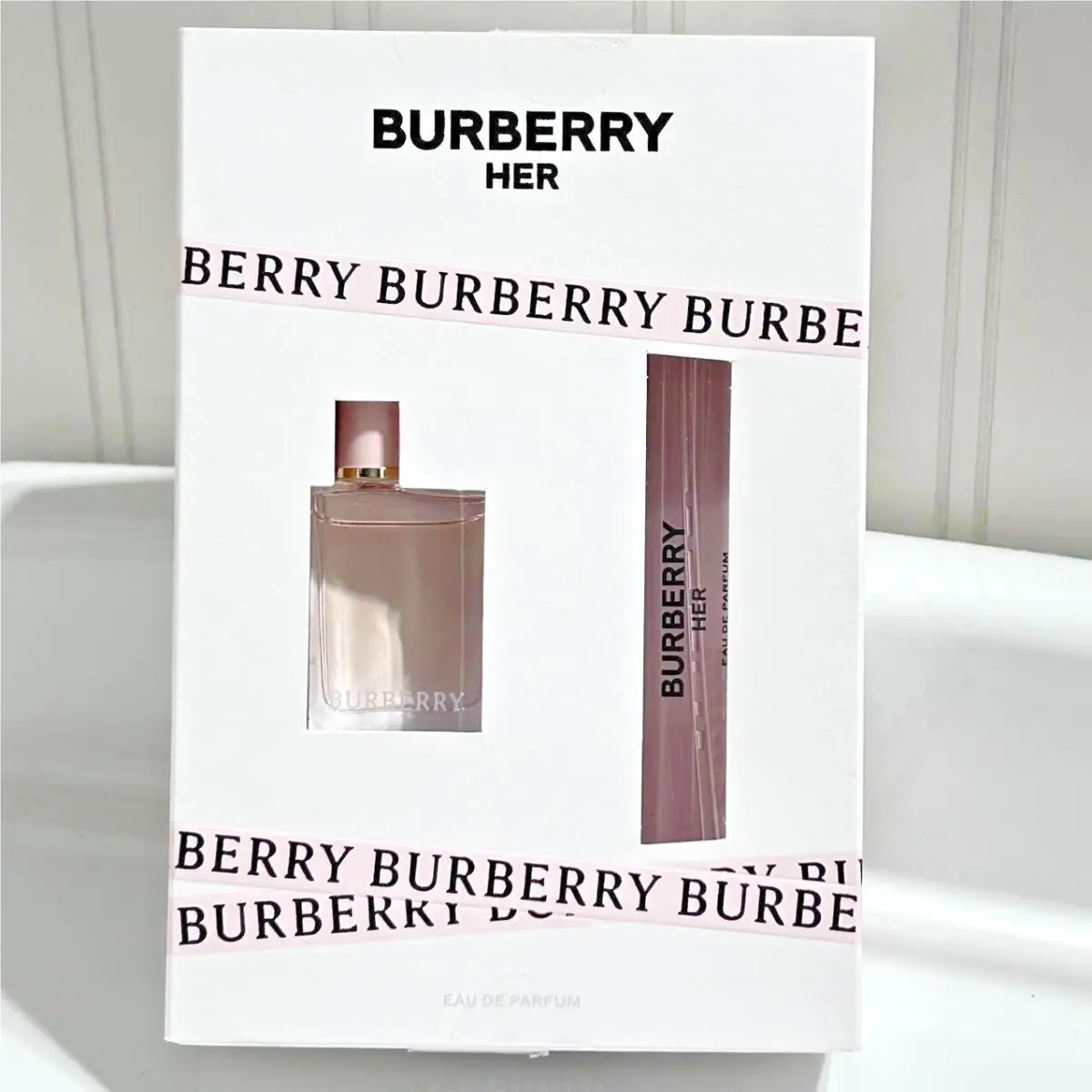 2PC Burberry Her Edp Perfume Women Mini Set Spray 0.33 Oz+ Splash 0.16 oz