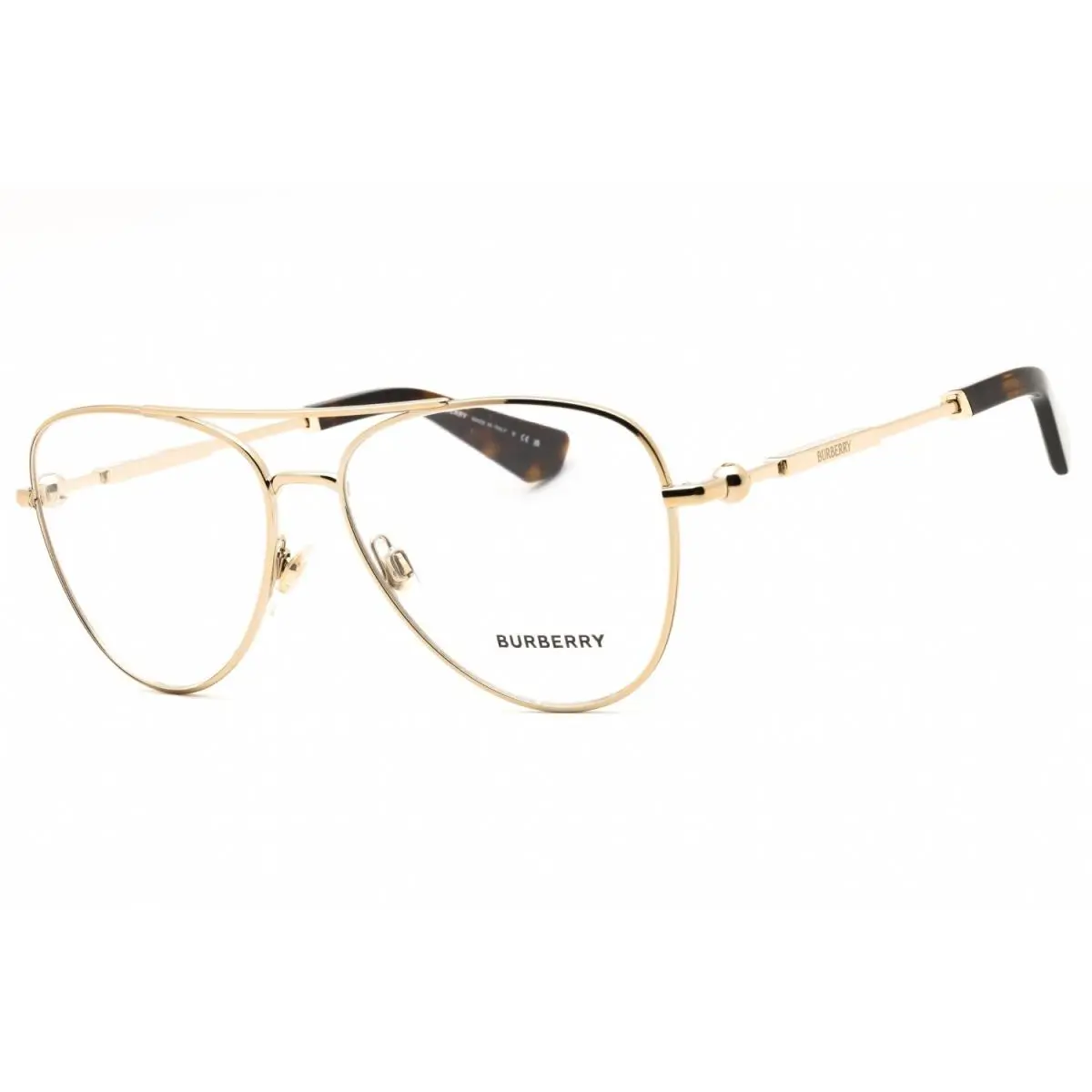 Burberry BE1386 1109 Pilot Eyeglasses 57mm Light Gold / Clear Demo Lens