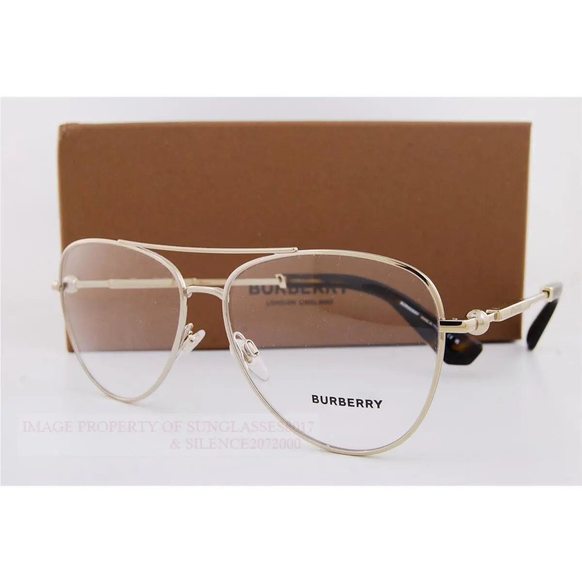 Eyeglass Frames BE 1386 1109 Light Gold For Men Women 57mm by Burberry