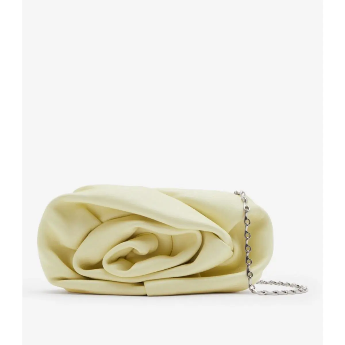 Burberry Women`s Yellow Cream Mini Leather Rose Clutch Chain Crossbody Bag