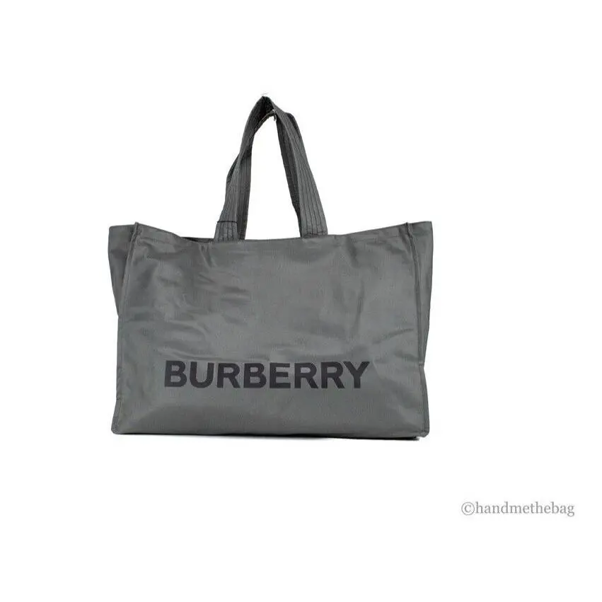 Burberry Trench Charcoal Grey XL Nylon Econyl Tote Bag Purse