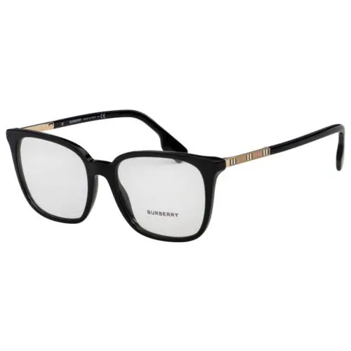 Burberry Eyeglasses B 2338 3001 53-17 Black Frames with Plaid Design Temples