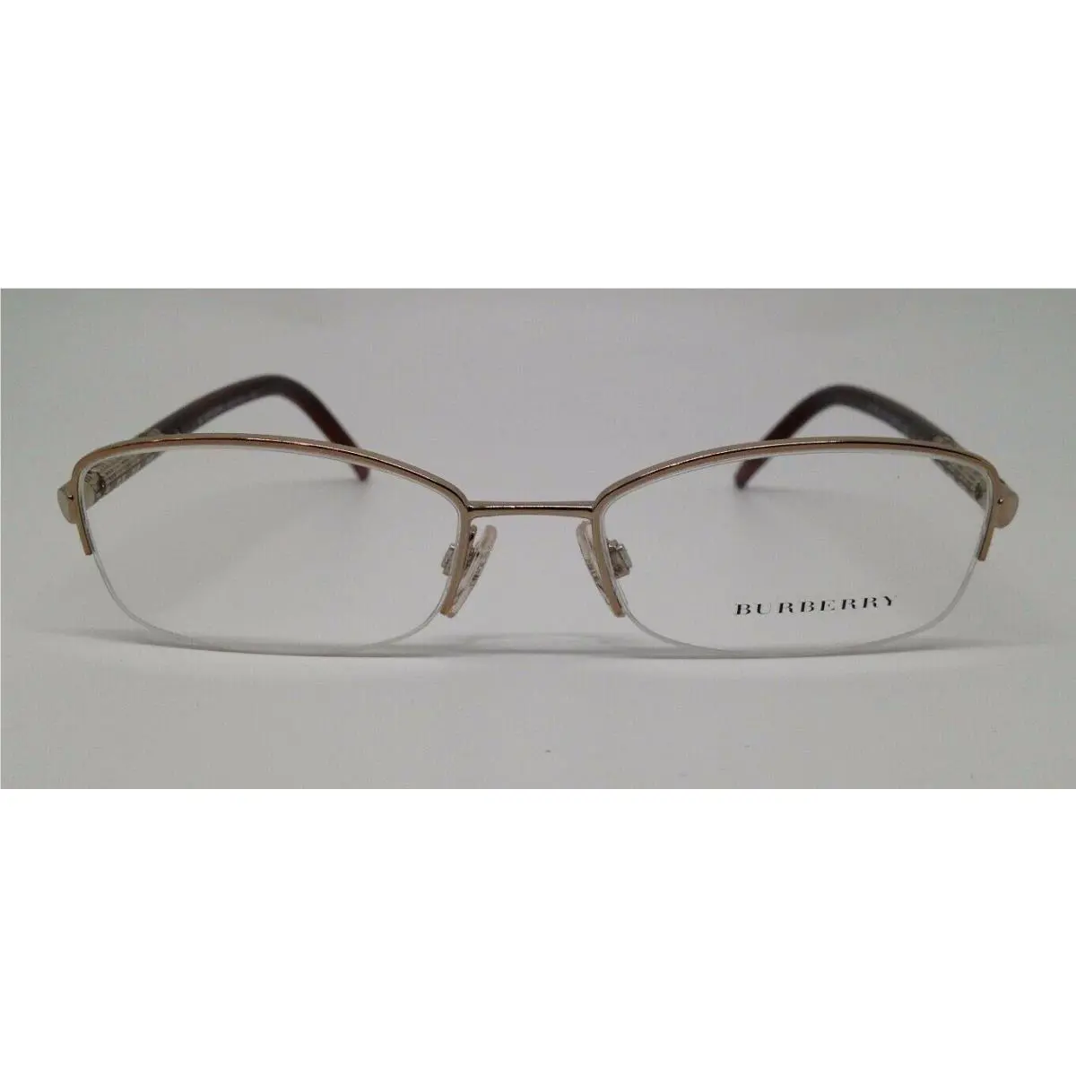 Burberry B 1157 Brown 1011 Semi Rim Titanium Metal Eyeglasses Frame 50-17-135 RX