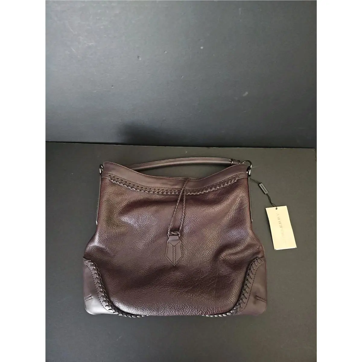 Burberry Leather Small Parade Hobo - Plum Color 295