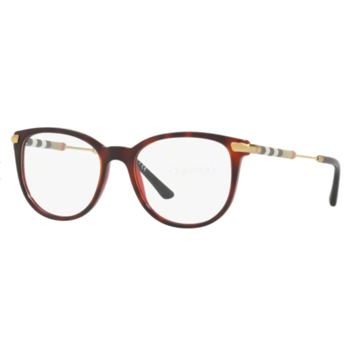 Burberry Eyeglasses B 2255-Q 3657 51-18 Red Tortoise Frames Leather Hinge Decor