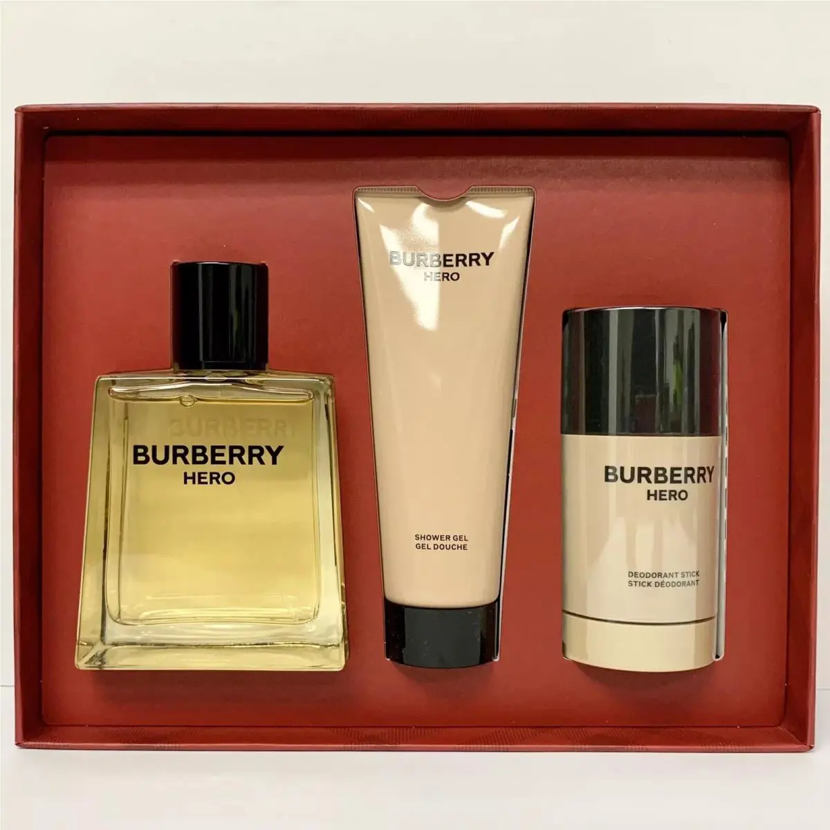 Burberry Hero Mens 3-Pc Eau de Toilette 3.3 oz + Shower Gel + Deo Stick Gift Set