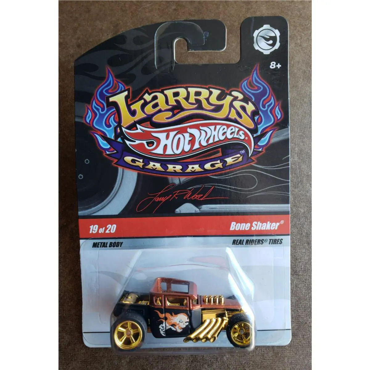 2009 Hot Wheels Bone Shaker Mtflk Brown Black Larry`s Garage 1:64 RR 5SP NO Sign