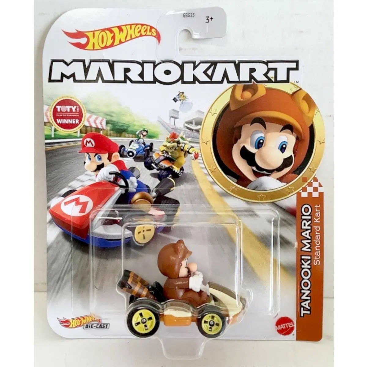 Mattel GJH55 Hot Wheels Mario Kart 1:64 Tanooki Mario Standard Diecast Car