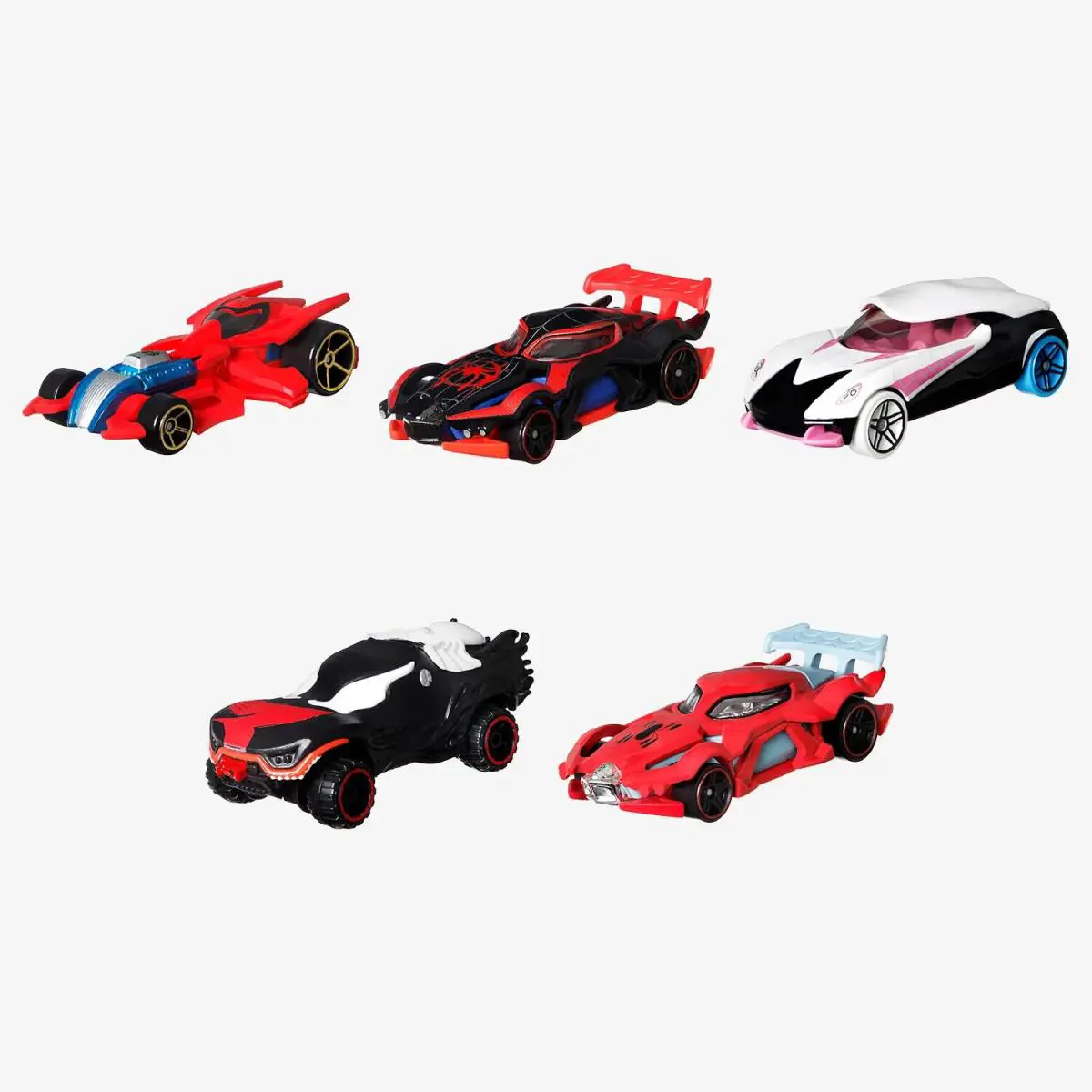 Mattel Hot Wheels Marvel Spiderman Character Car Bundle 5 Pack Cars
