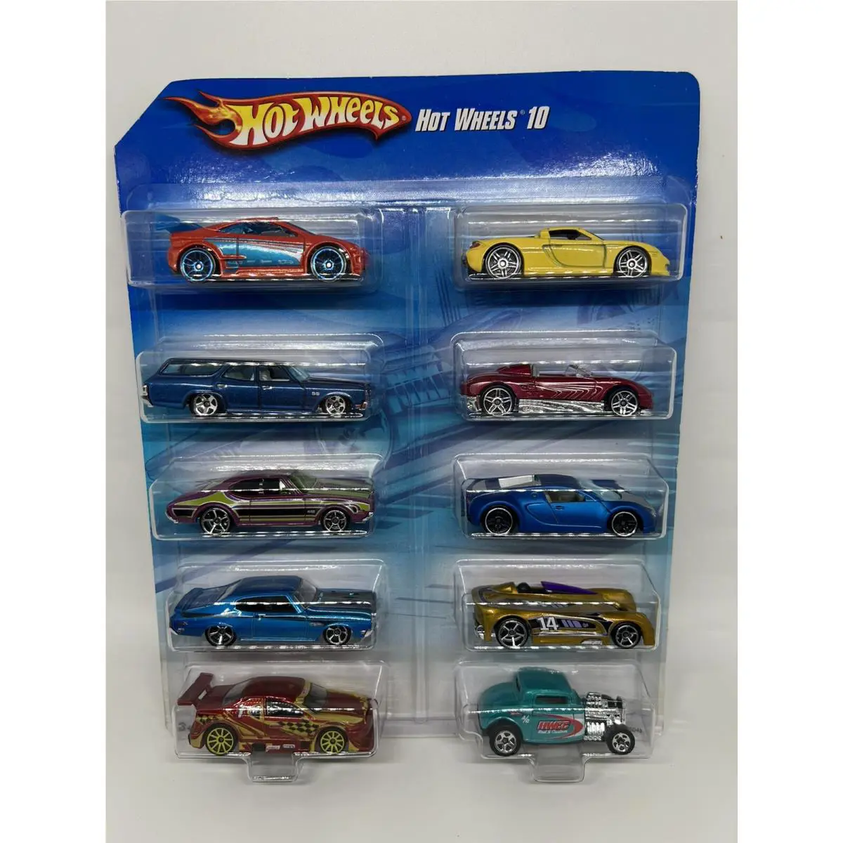 Hot Wheels 2010 Blue Bugatti Veyron `32 Ford Hwcc Wal-mart Exclusive 10 Pack