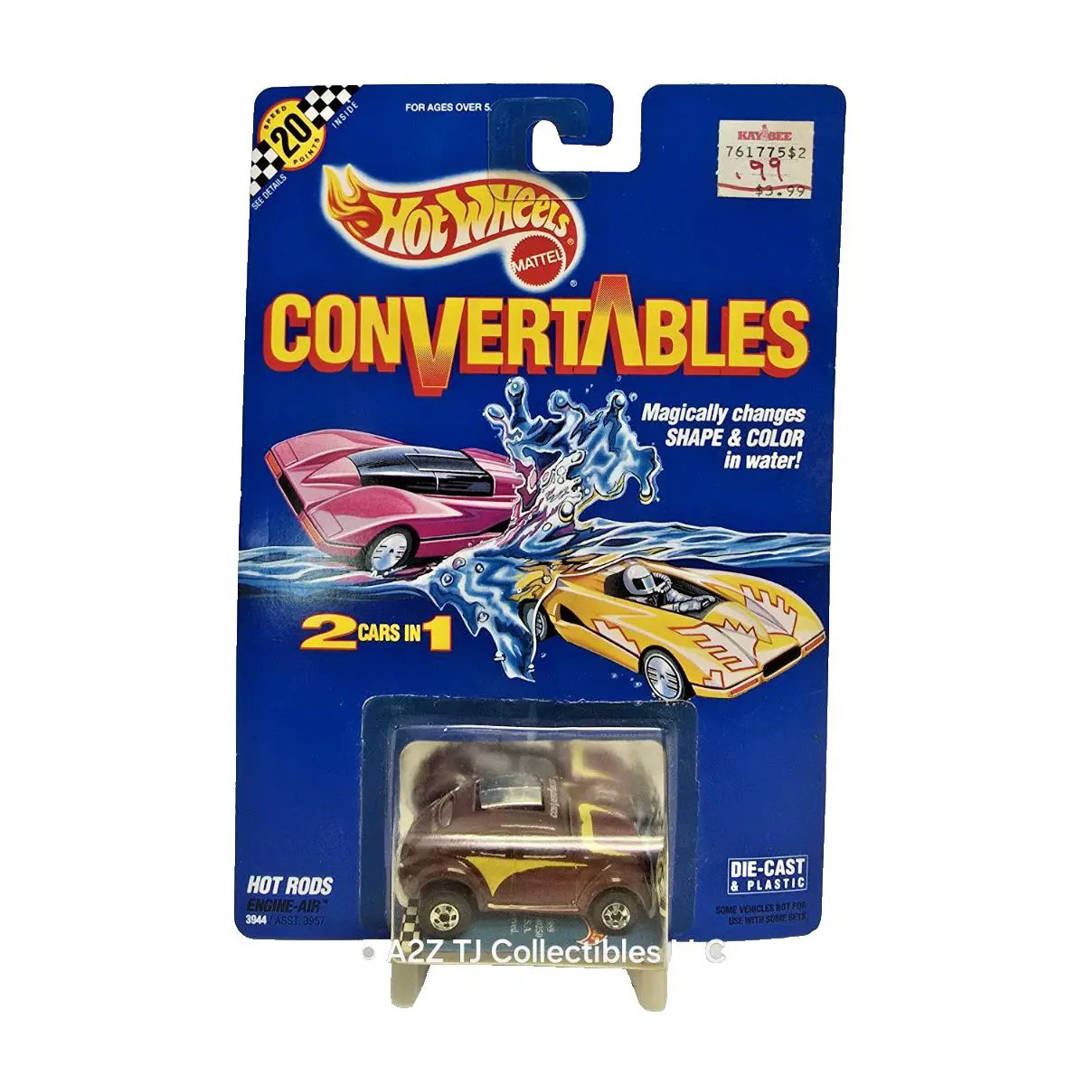 1991 Hot Wheels Convertables Shape Color Change Engine-air VW Bug 3944 Mattel