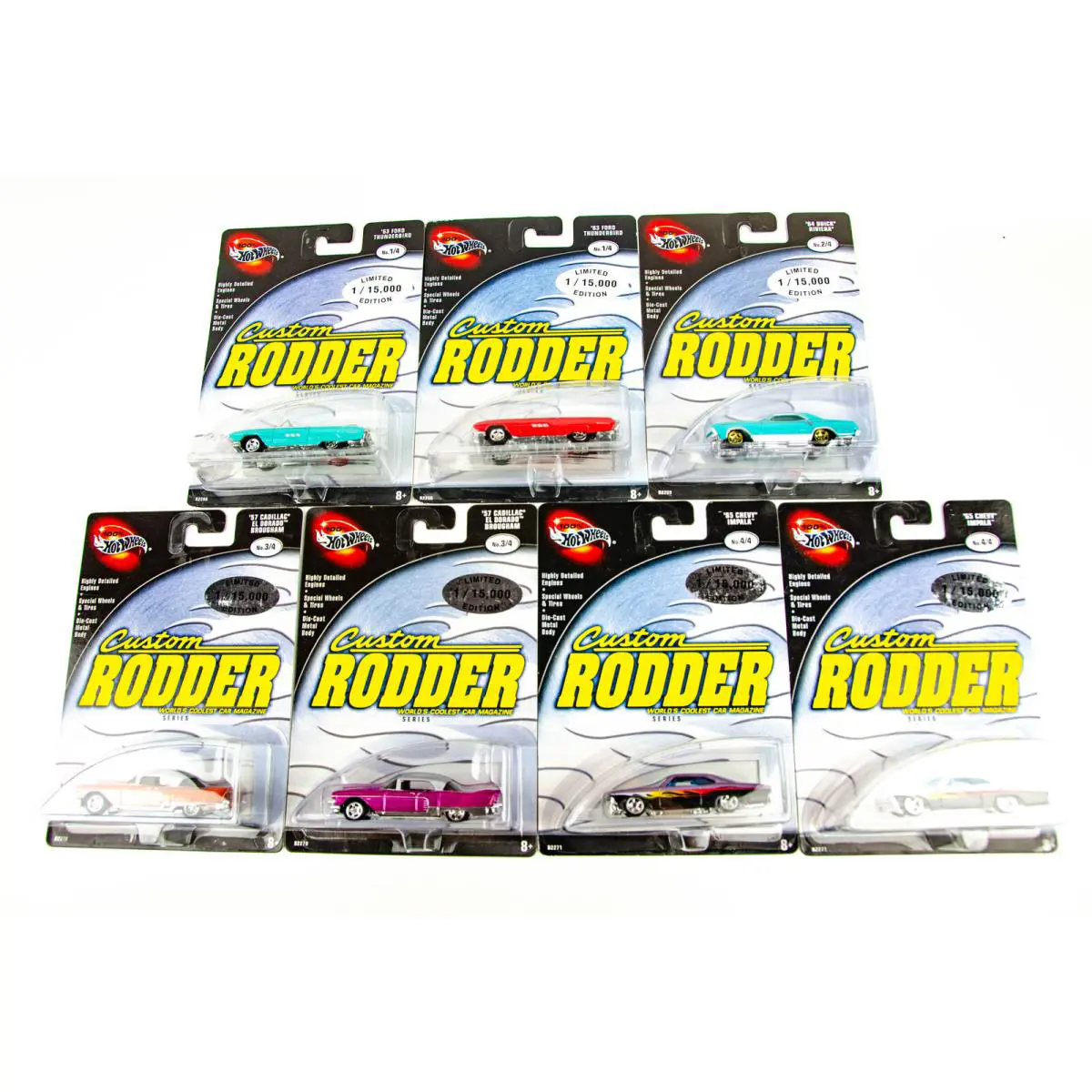 Hot Wheels Custom Rodder Complete Set w/ Variations T-bird Impala Caddy Riviera