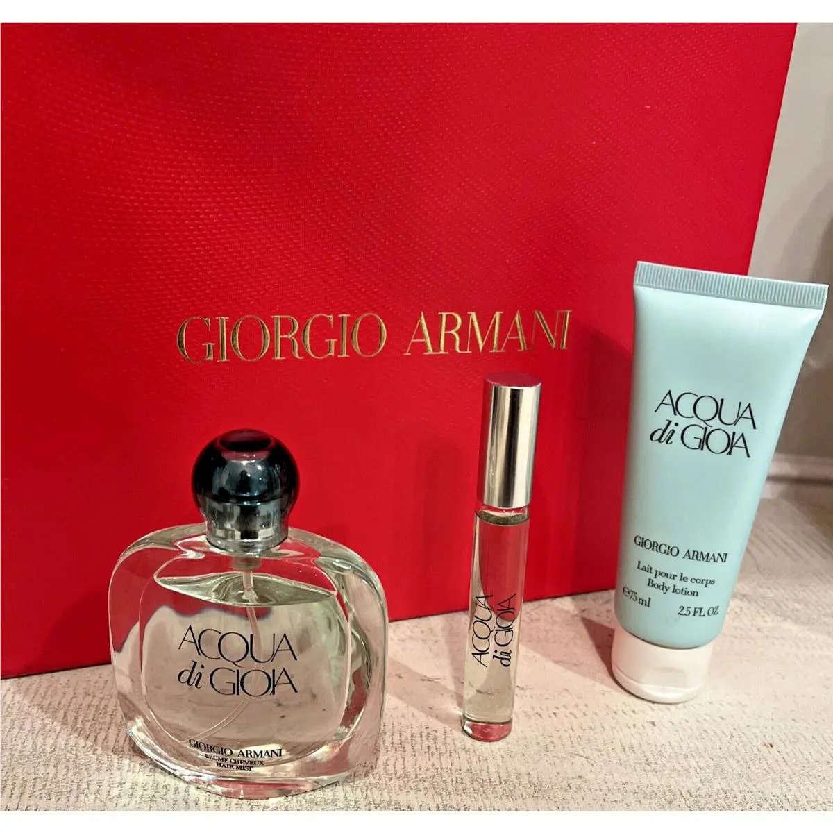Giorgio Armani Acqua Di Gioia Hair Mist Brume Cheveux Spray Roller and Lotion
