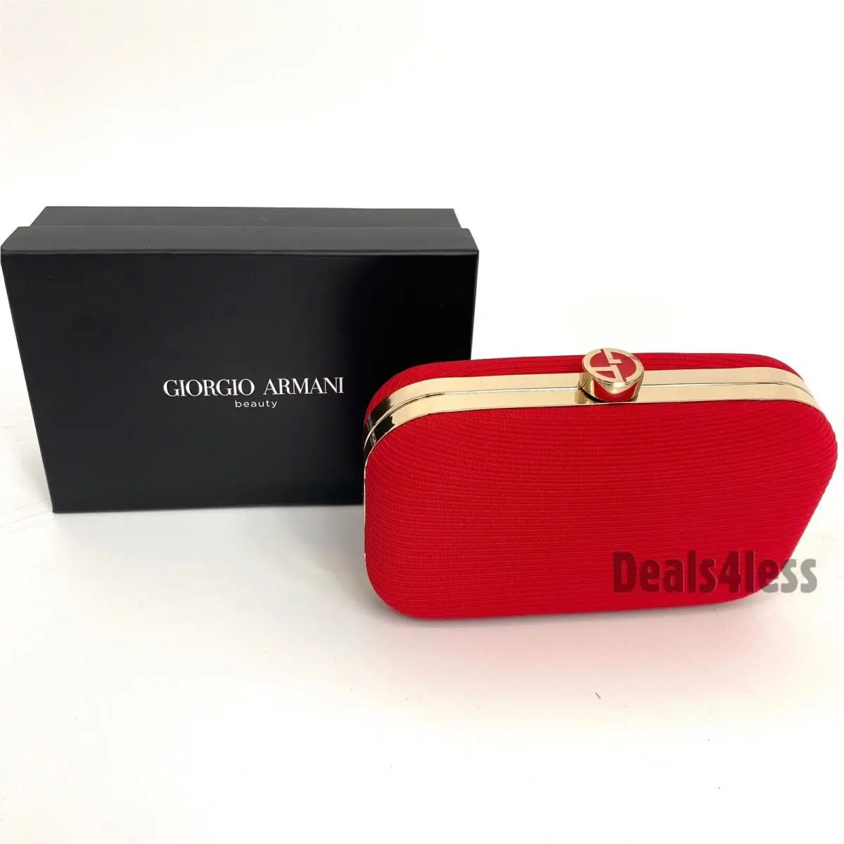 Giorgio Armani Clutch Pouch Hot Red Gold Hot Evening Bag Purse Case Beauty Rare