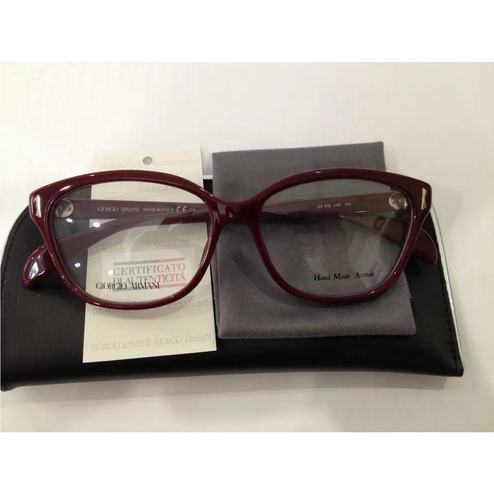 Giorgio Armani GA818 Dark Red Lhf Plastic Eyeglasses Frame 54-15-140 Cat Eye