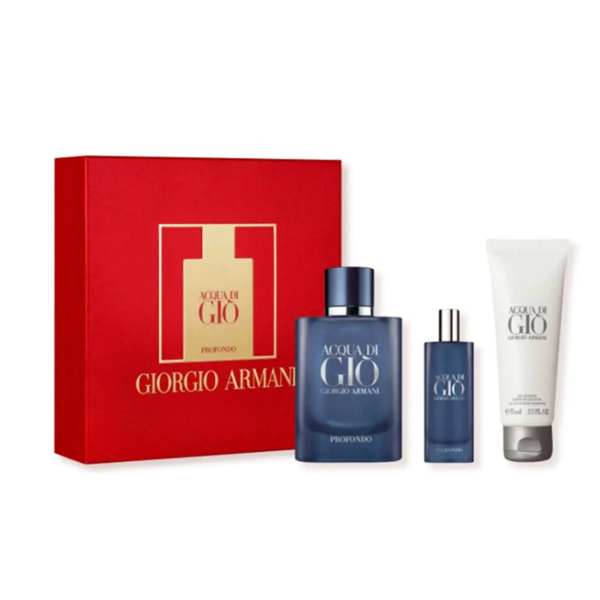 Acqua di Gio Profondo by Giorgio Armani Edp Set For Men 2.5oz 3pc Gift Box