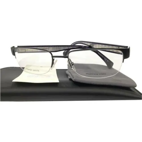 Giorgio Armani GA882 O85 Black Semi Rimless Eyeglasses 53-18-140 Italy Cat