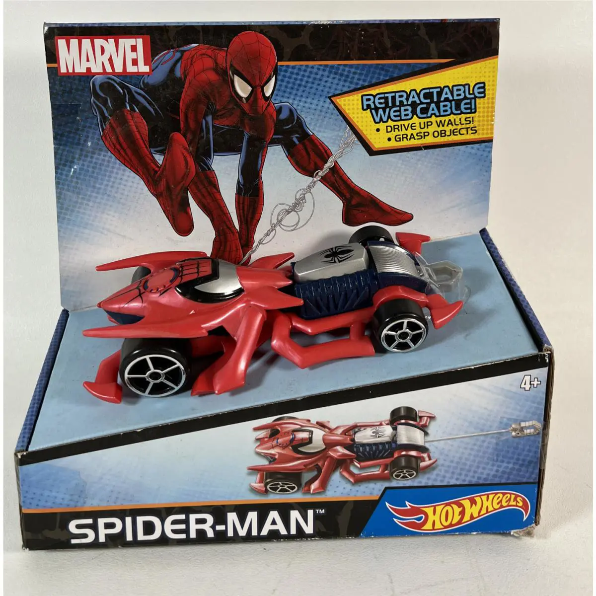 2015 Hotwheels Marvel Spider-man 7.5 Car Retractable Web Cable Grapple Claw