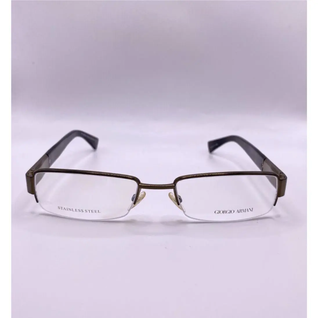 Giorgio Armani GA 711 A4O Brown Metal Semi Rim Eyeglasses Frame 52-18-140 Italy