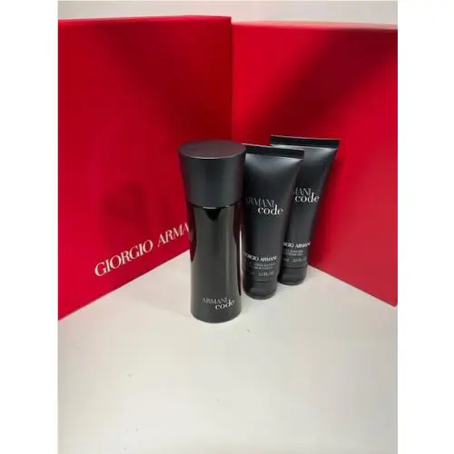 Giorgio Armani Code 3 Counts Men Perfume Gift Set 2.5floz. Edt Spray Balm Gel