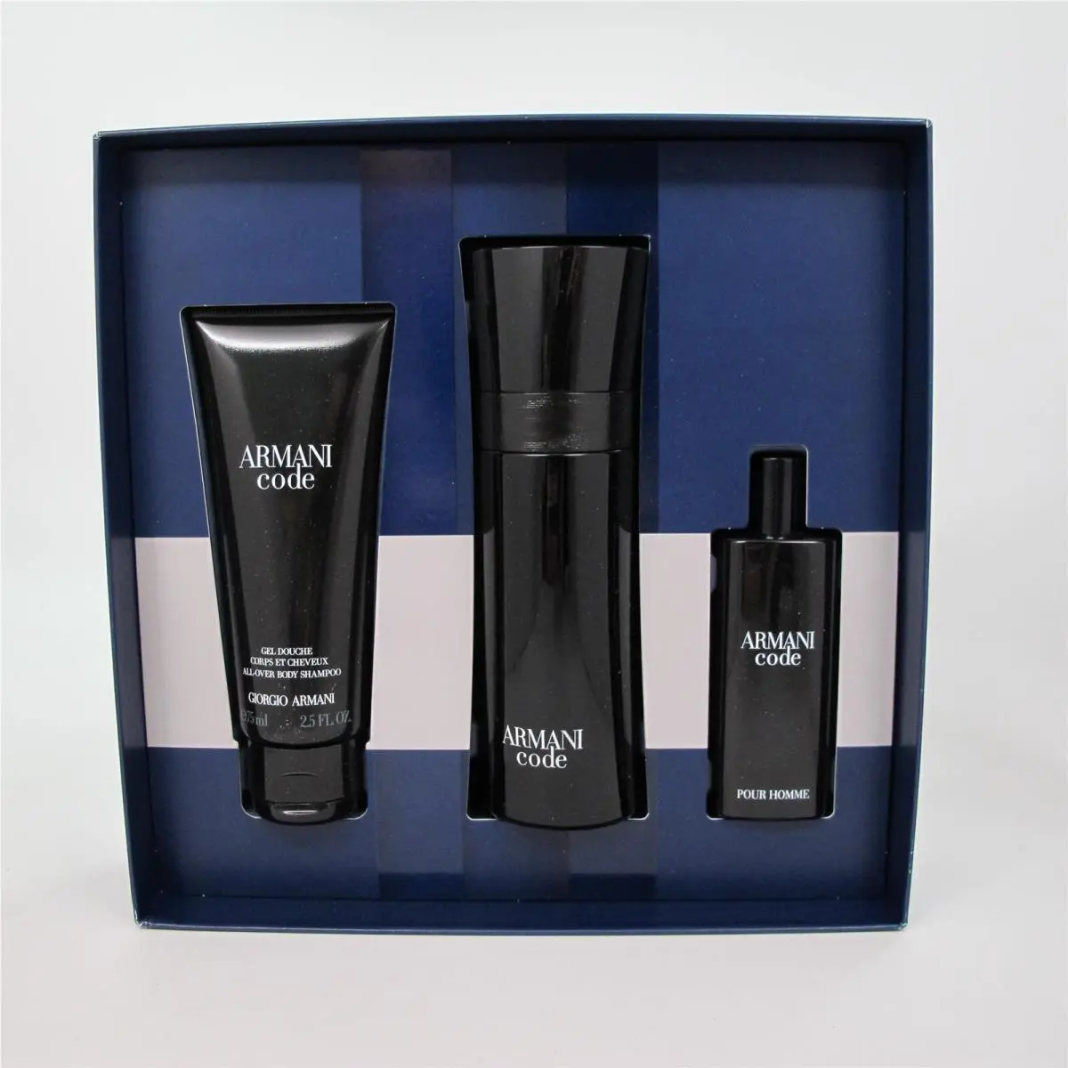 Armani Code by Giorgio Armani 3 Pcs Set: 2.5 0.5 oz Edt Spray 2.5 oz S/g