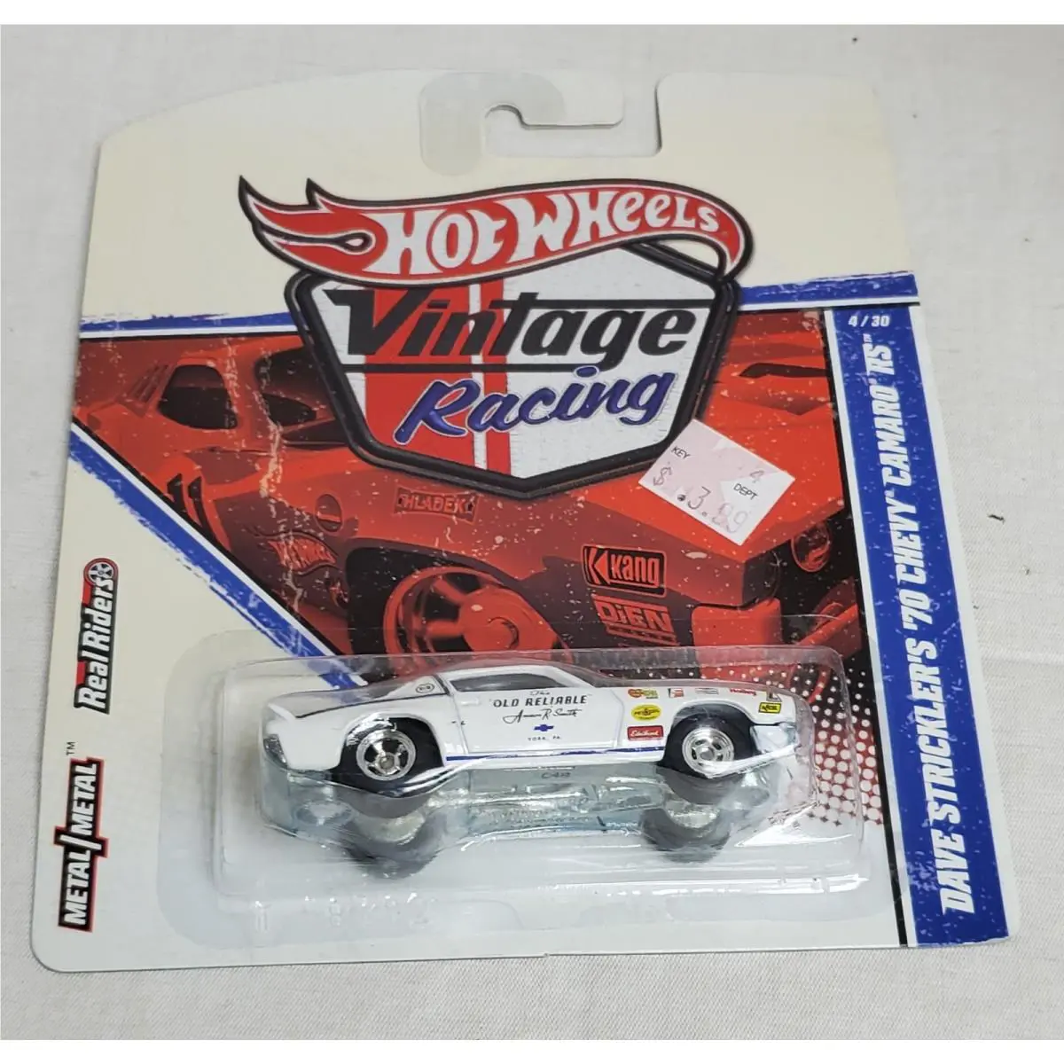 Hot Wheels Vintage Racing Dave Strickler`s `70 Chevy Camaro RS 4/30 White Nip