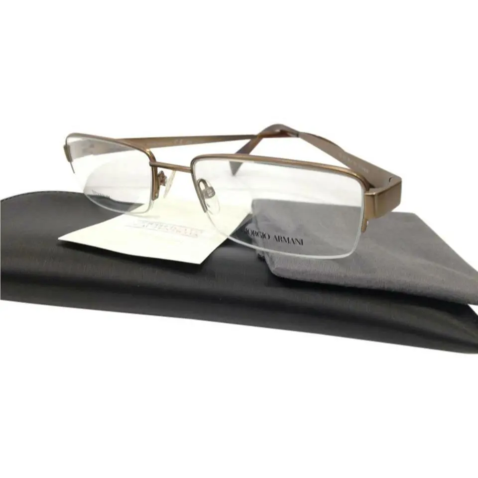Giorgio Armani GA802 Nfu Brown Semi Rim Metal Eyeglasses 53-18-140 Titanium