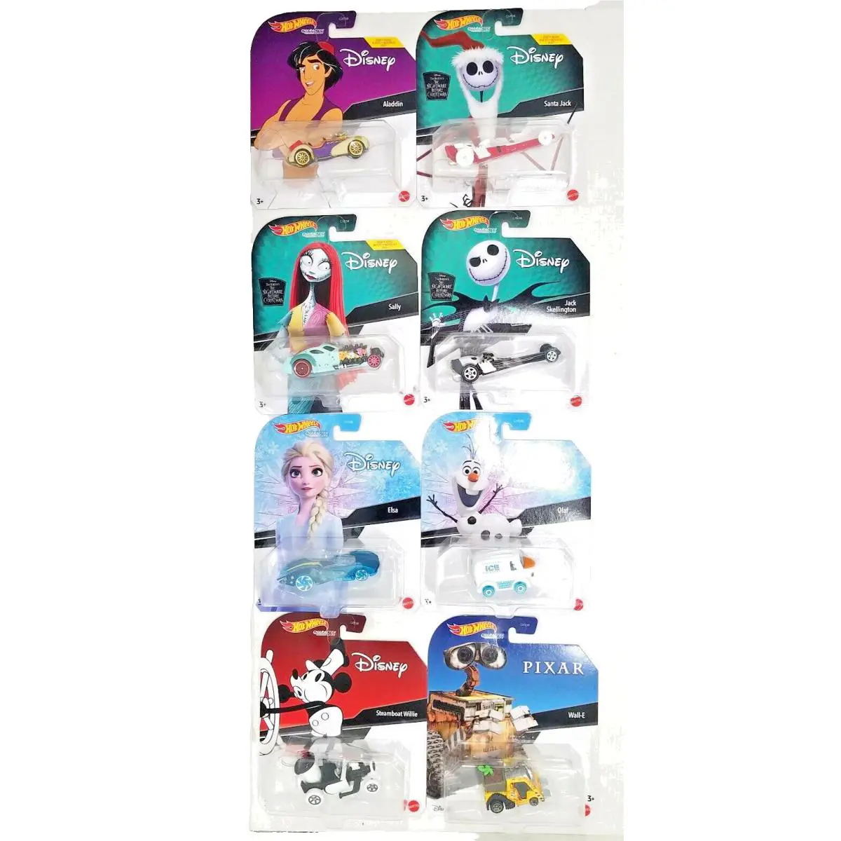 Disney Hot Wheels Character Cars Nightmare Before Christmas Frozen 8 Car Lot/set