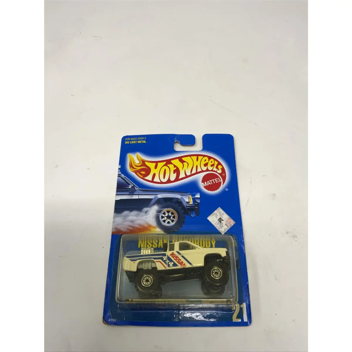 Hot Wheels Blue Card 21 Nissan Hardbody Cts Wheels White 1989 Busted Bubble