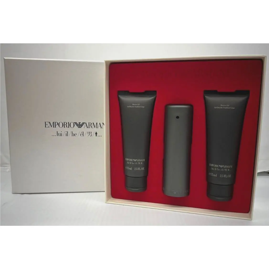 Emporio HE by Giorgio Armani 3 Pcs Set: 1.7 oz Edt Spray 2 x 2.5 oz S/g
