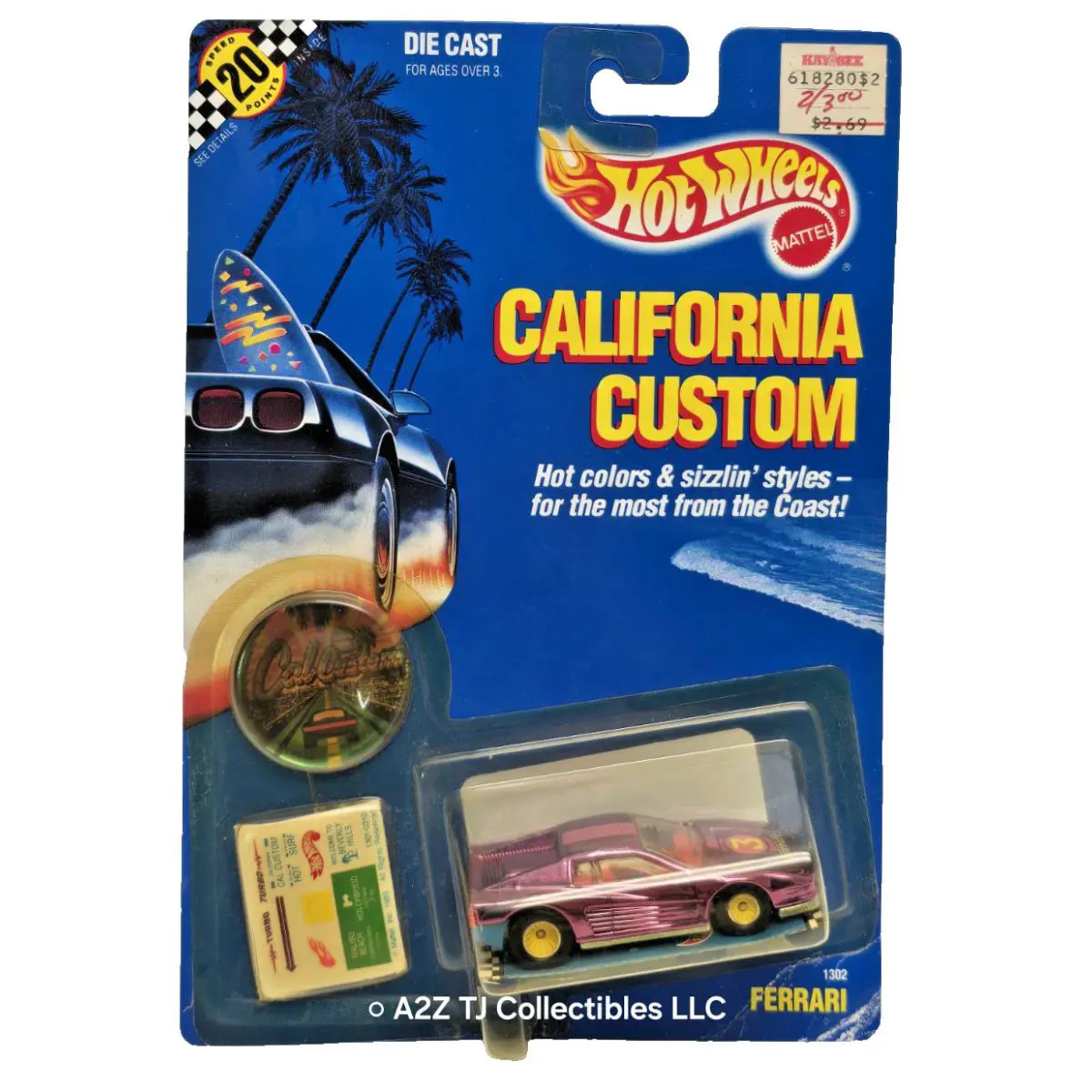 Hot Wheels California Custom Ferrari 1302 Pink Stripe Variation Vintage Car