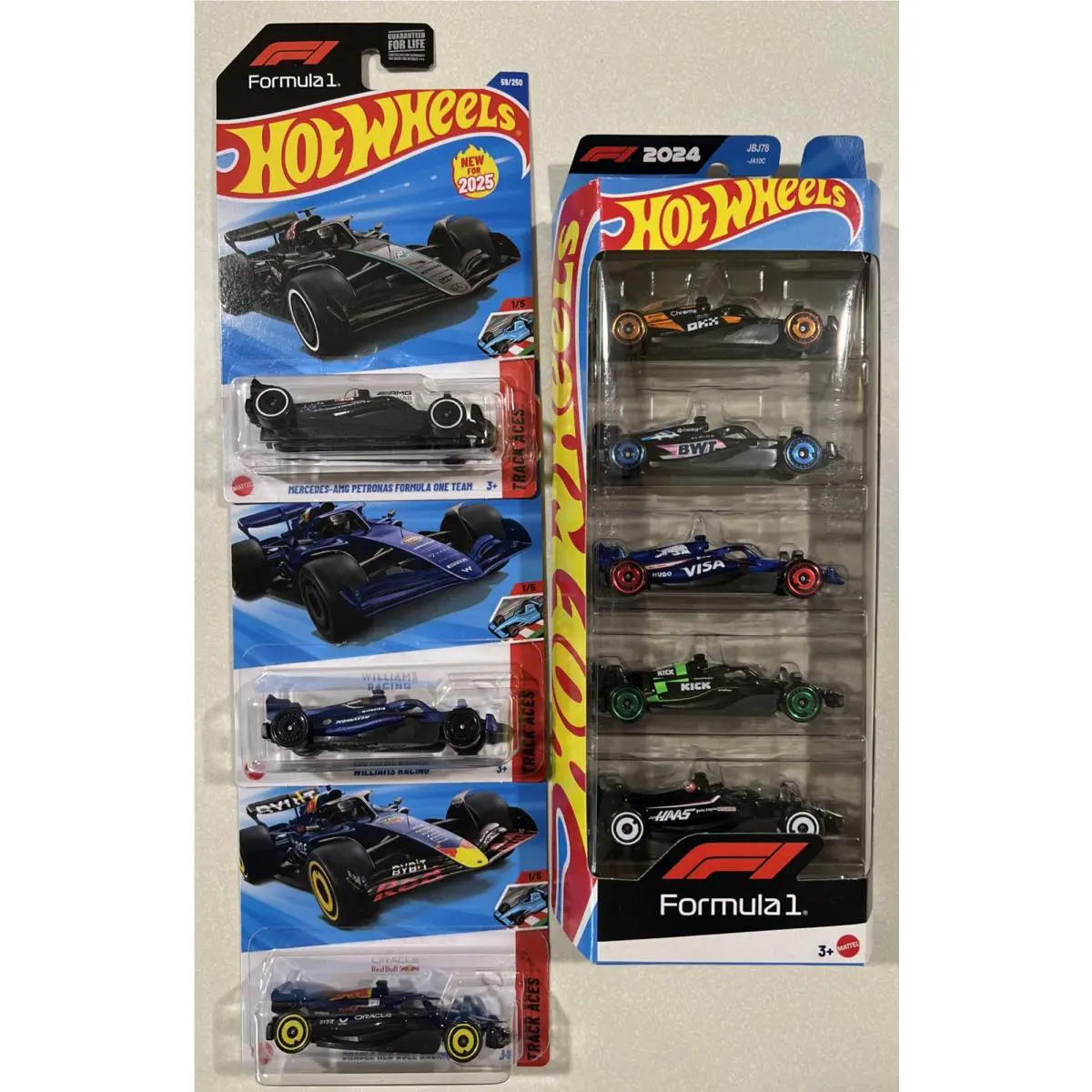 2025 Hot Wheels J Case Oracle Red Bull Williams Racing Petronas 5 Pack
