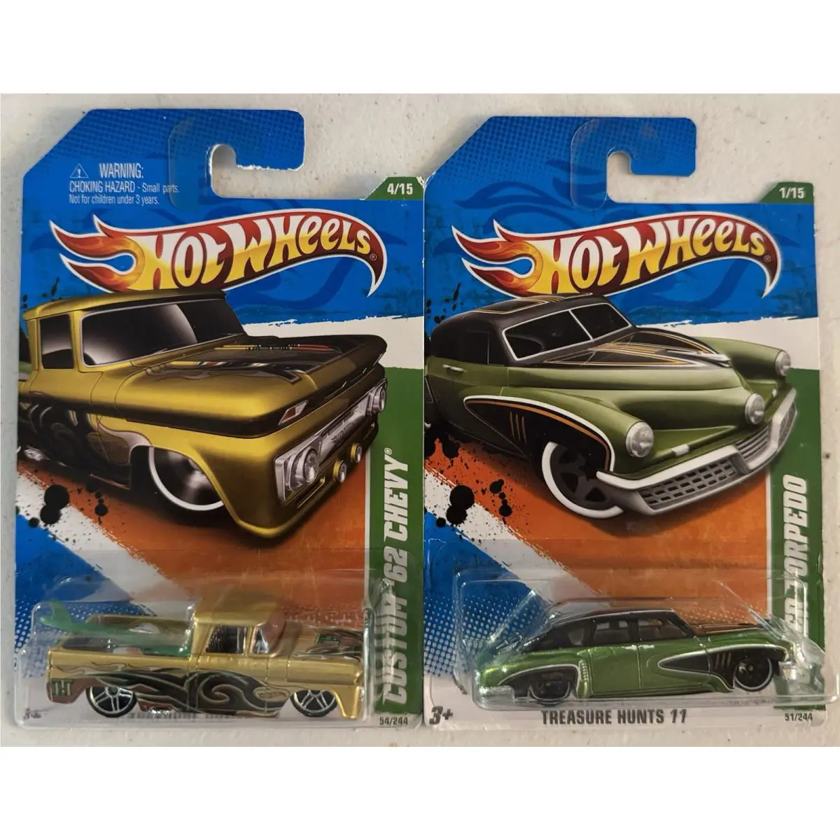 2 Hot Wheels 2011 Treasure Hunts - Tucler Torpedo - Custom ‘62 Chevy Truck