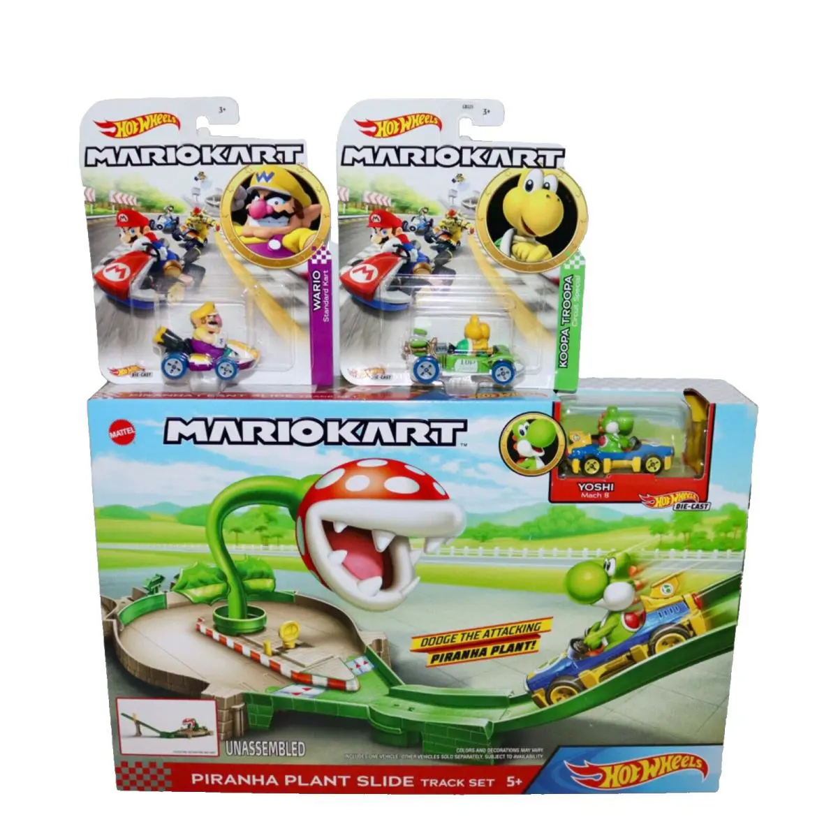 Mariokart Piranha Plant Slide Track Hot Wheels Plus Wario Koopa Troopa