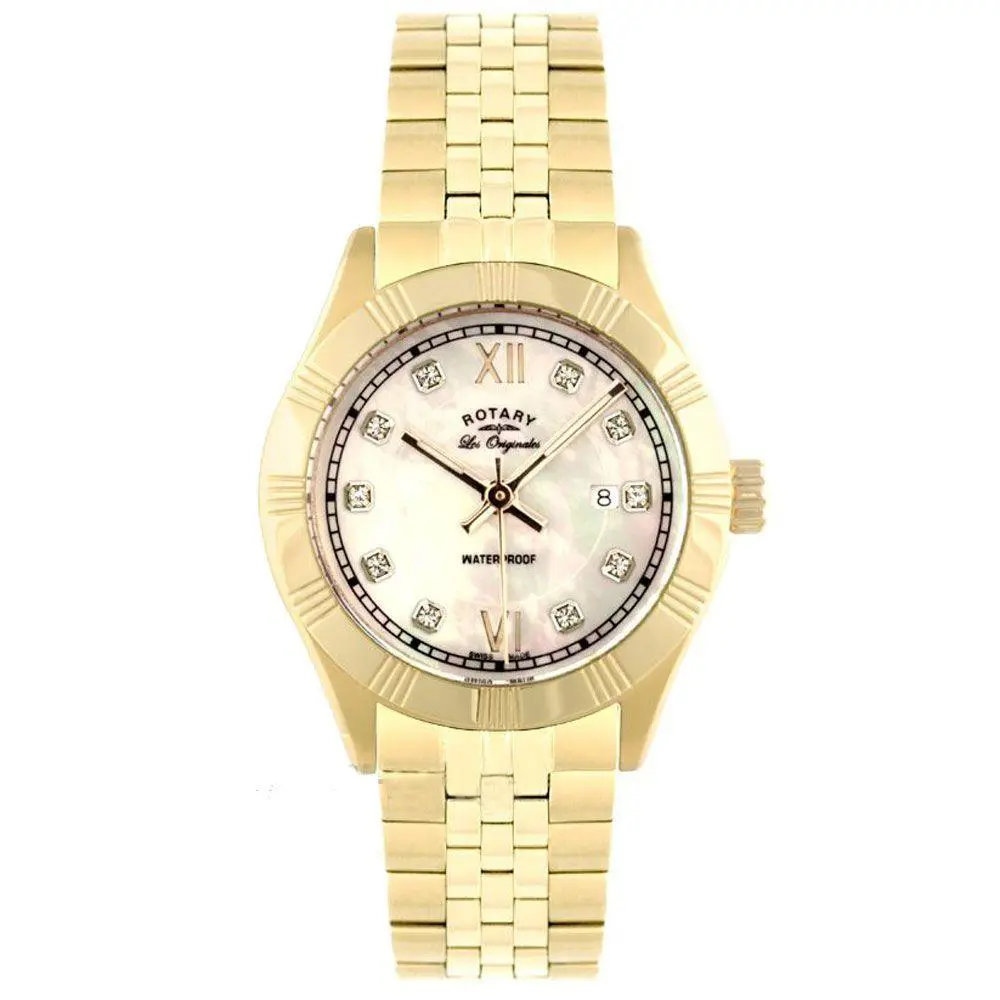 LB90102/01 Womens Les Originales Date Mother of Pearl Dial Gold Watch by Rotary