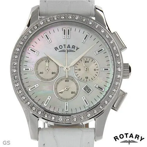 LS02911/07 Women s Chrono Date Watch Crystals Mother of Pearl Leather by Rotary