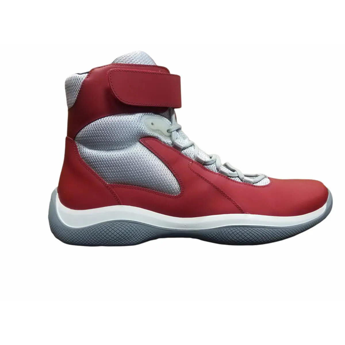 Prada Men`s Punta Ala High-top Sneakers Red/silver 4T2964 - Red
