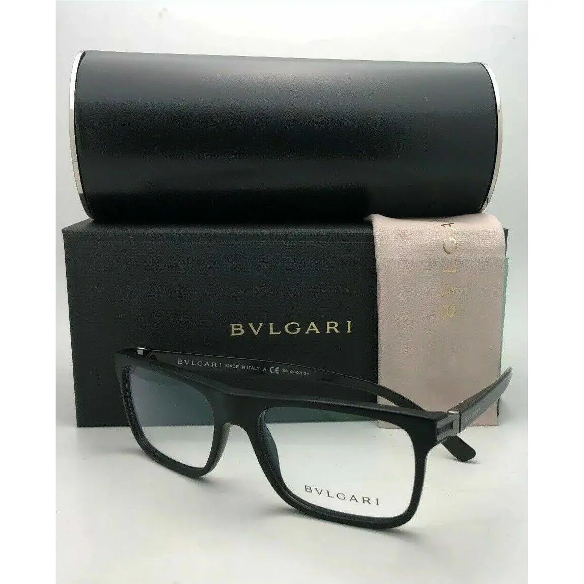 Bvlgari Eyeglasses 3028 5313 53-17 140 Matte Black with Carbon Fiber Temples