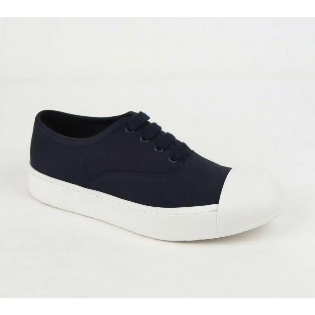 Prada Men`s Navy Blue Canvas Lace Up Shoe W/rubber Sole UK 6/US 7 2EG199