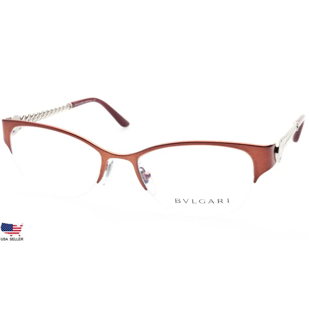 Bvlgari 2163-H 2001 Brown Eyeglasses Glasses 2163H 52-18-135 B37mm Italy