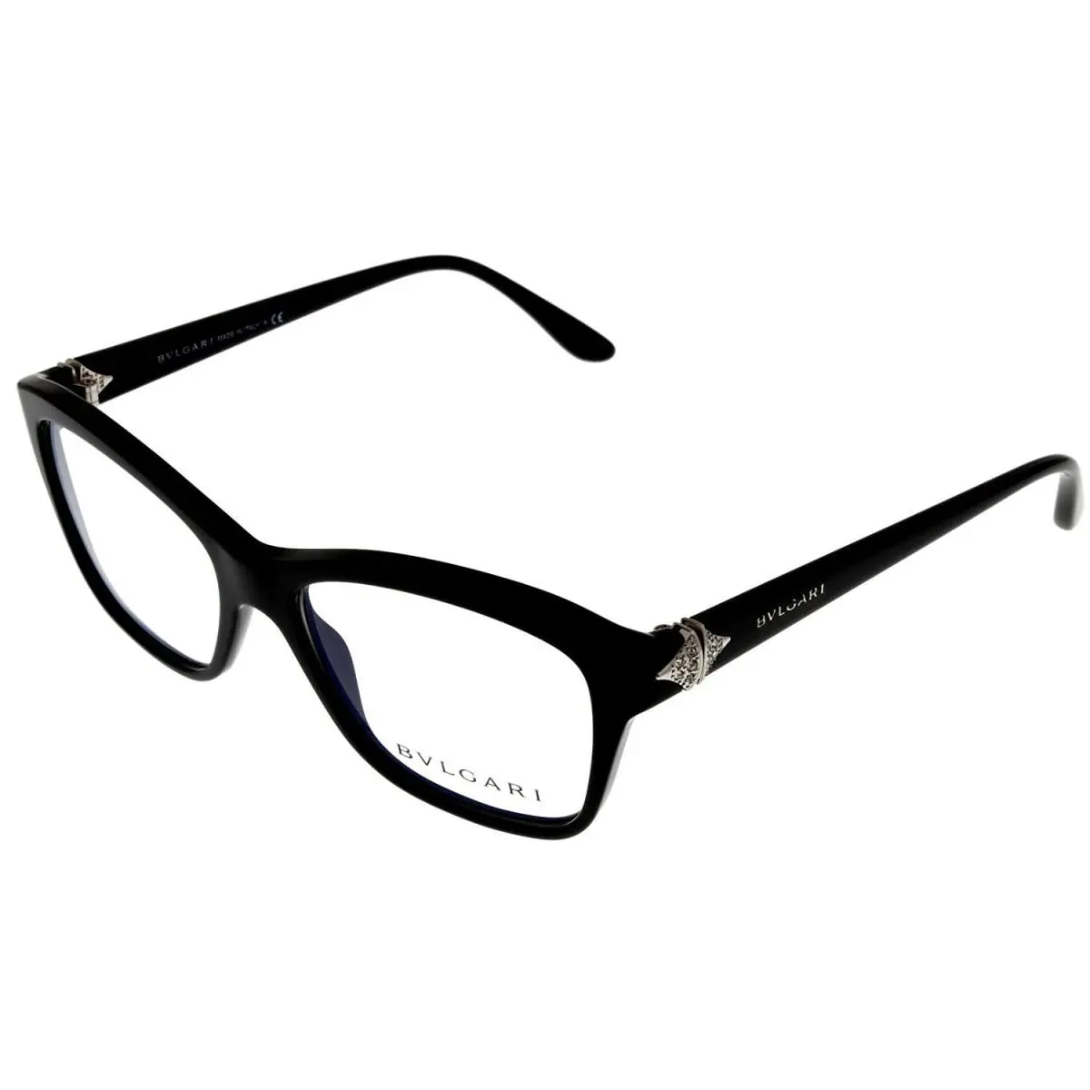 Bvlgari Eyewear Frame Women Rectangular Black Stone Detailed Temple BV4080B 501