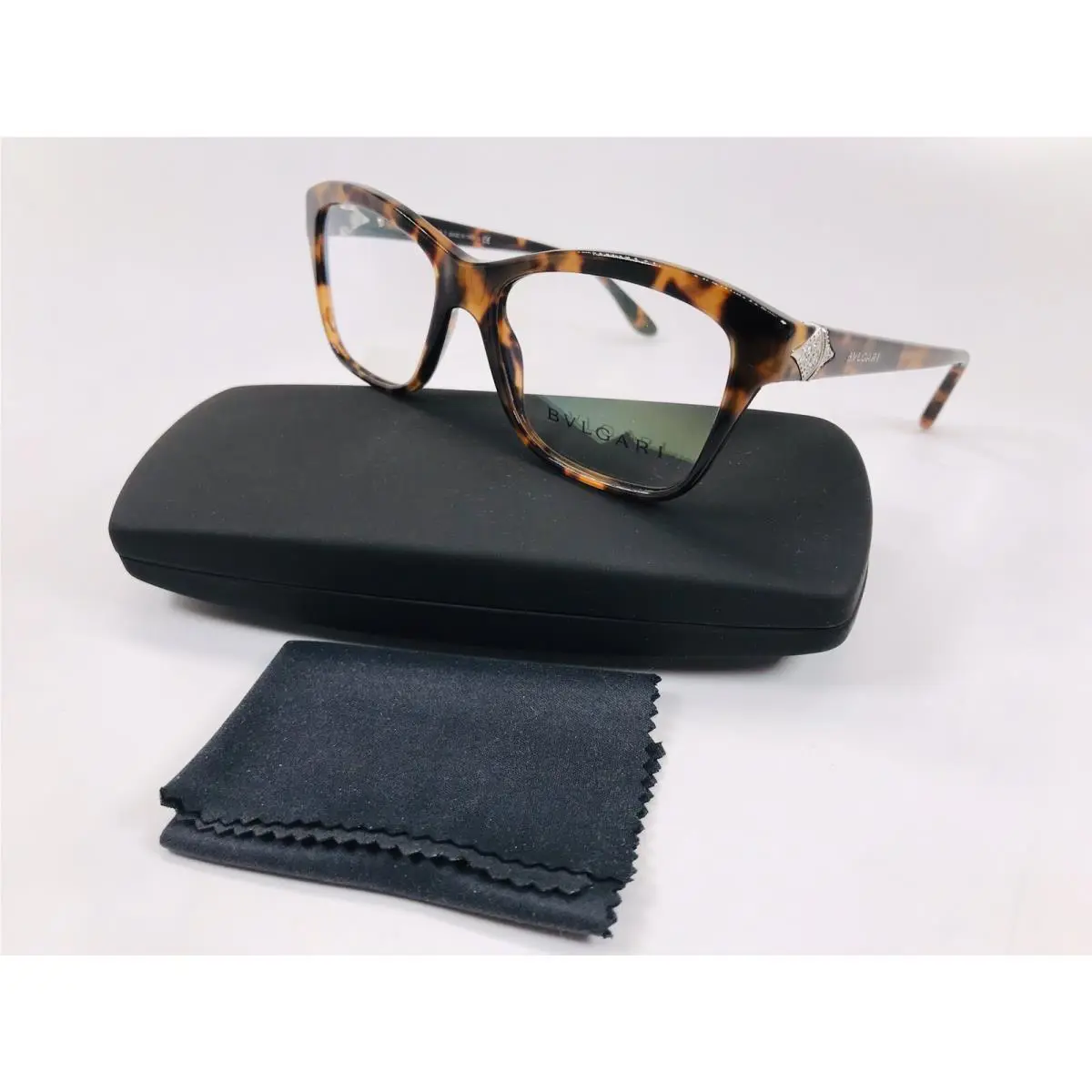 Bvlgari 4080-B 5243 Havana Eyeglasses with Crystals 51mm with Case