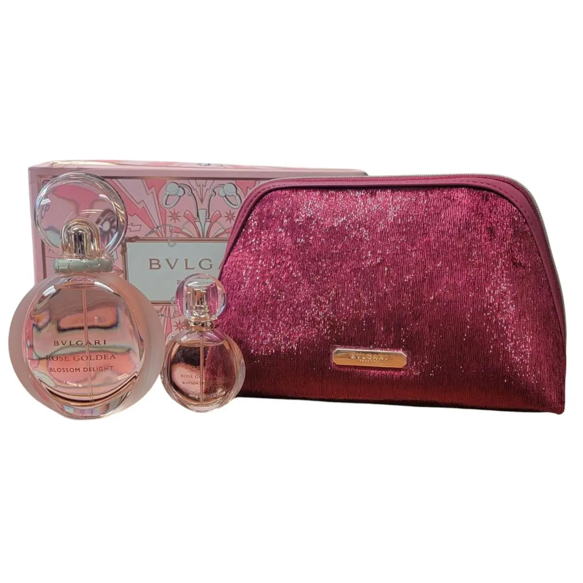 3pc Set Bvlgari Rose Goldea 2.5 oz Edp + 0.5oz Edp + Pouch Perfume For Women