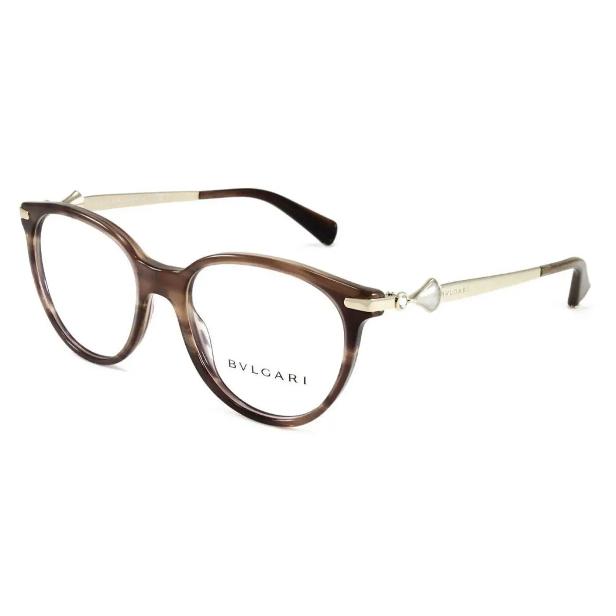 Bvlgari Eyeglasses Women`s Cat Eye Plastic Frame Striped Brown 51mm BV4143B-5240