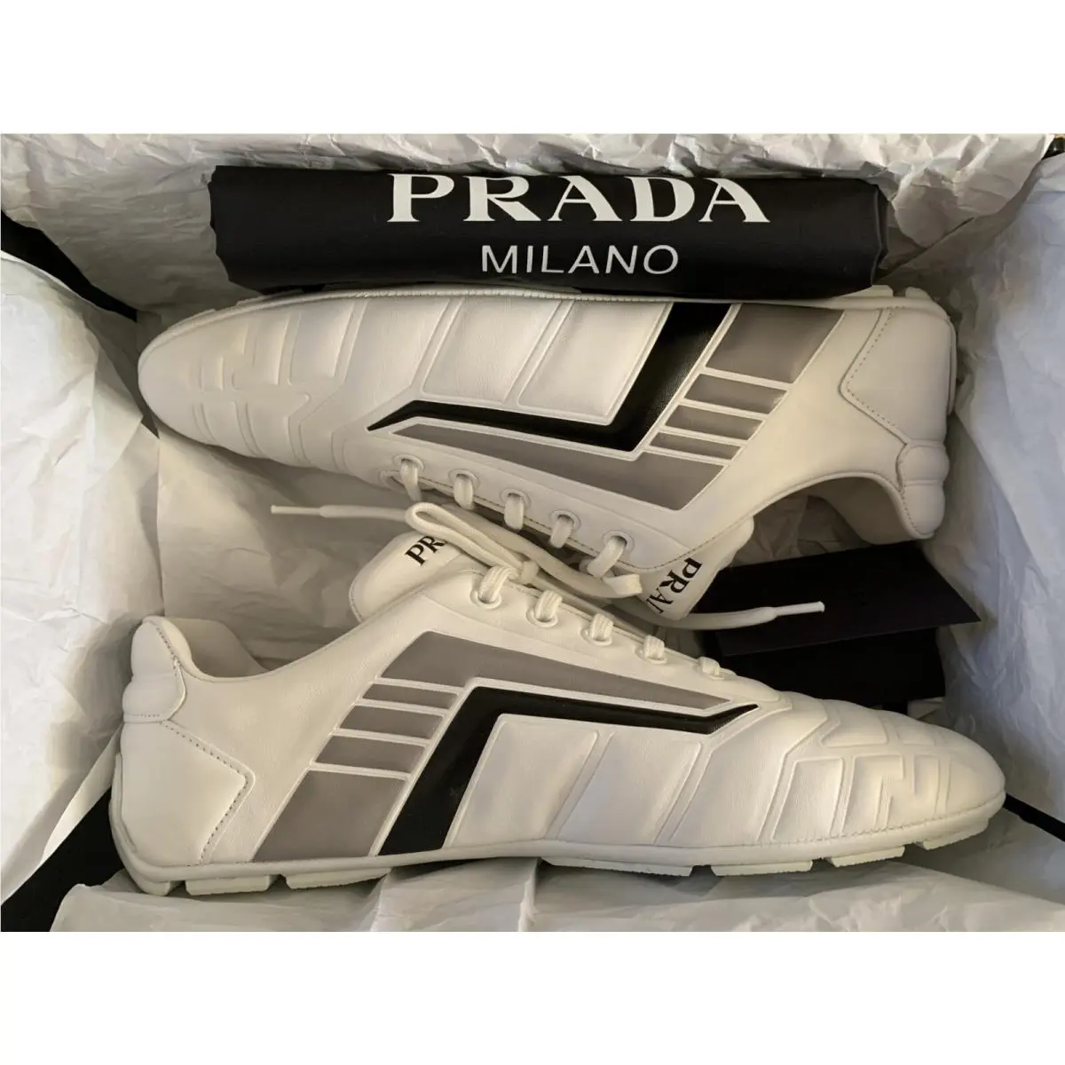 Prada Calzature Donna 1E505M Men`s White Sneaker Made in Italy Eu/sz 38.5