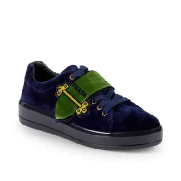 Prada Low-top Velvet Colorblock Lace-up Sneakers 36.5