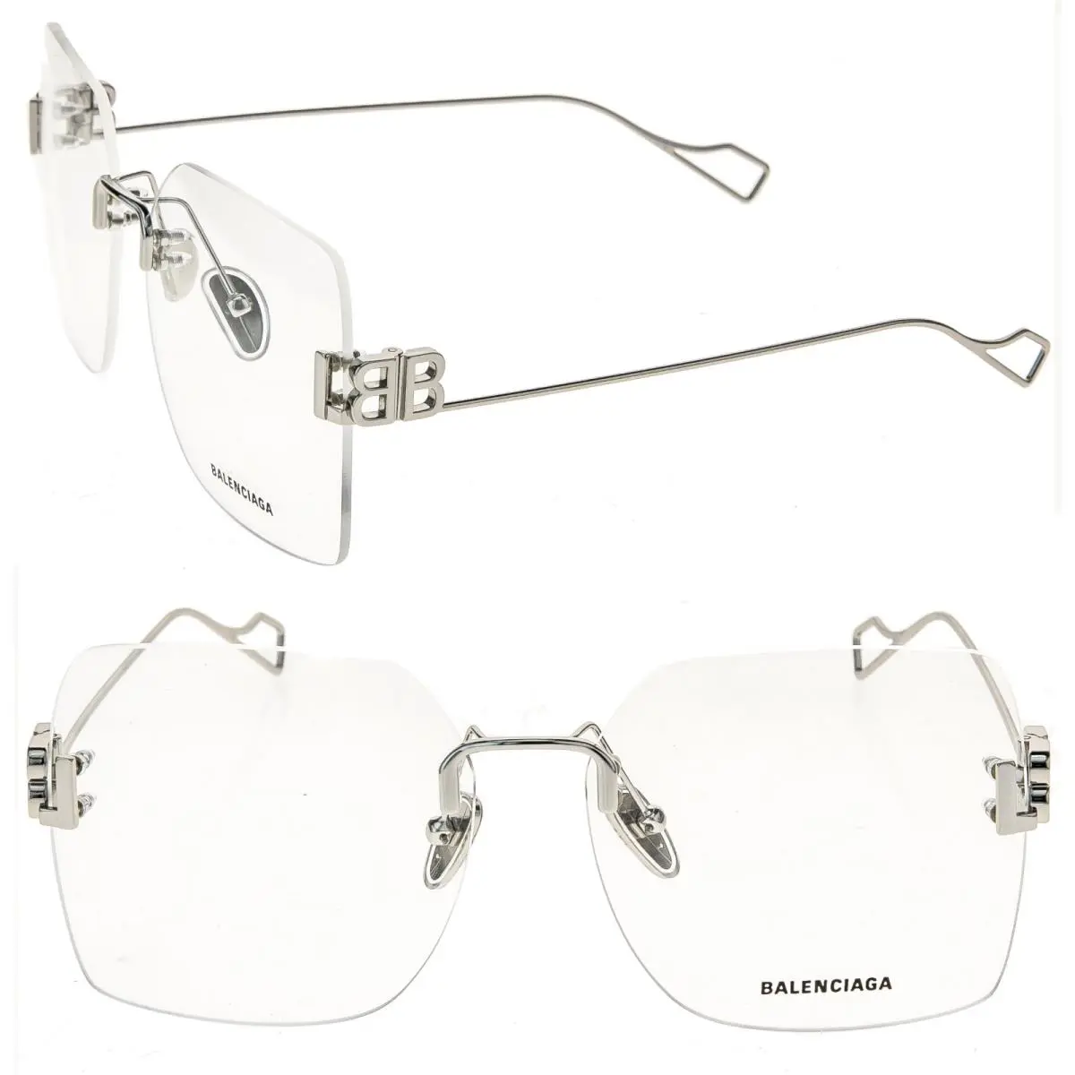 Balenciaga Logo 0113 Silver Metal Retro Eyeglass 60mm BB0113O Optical Frame 002